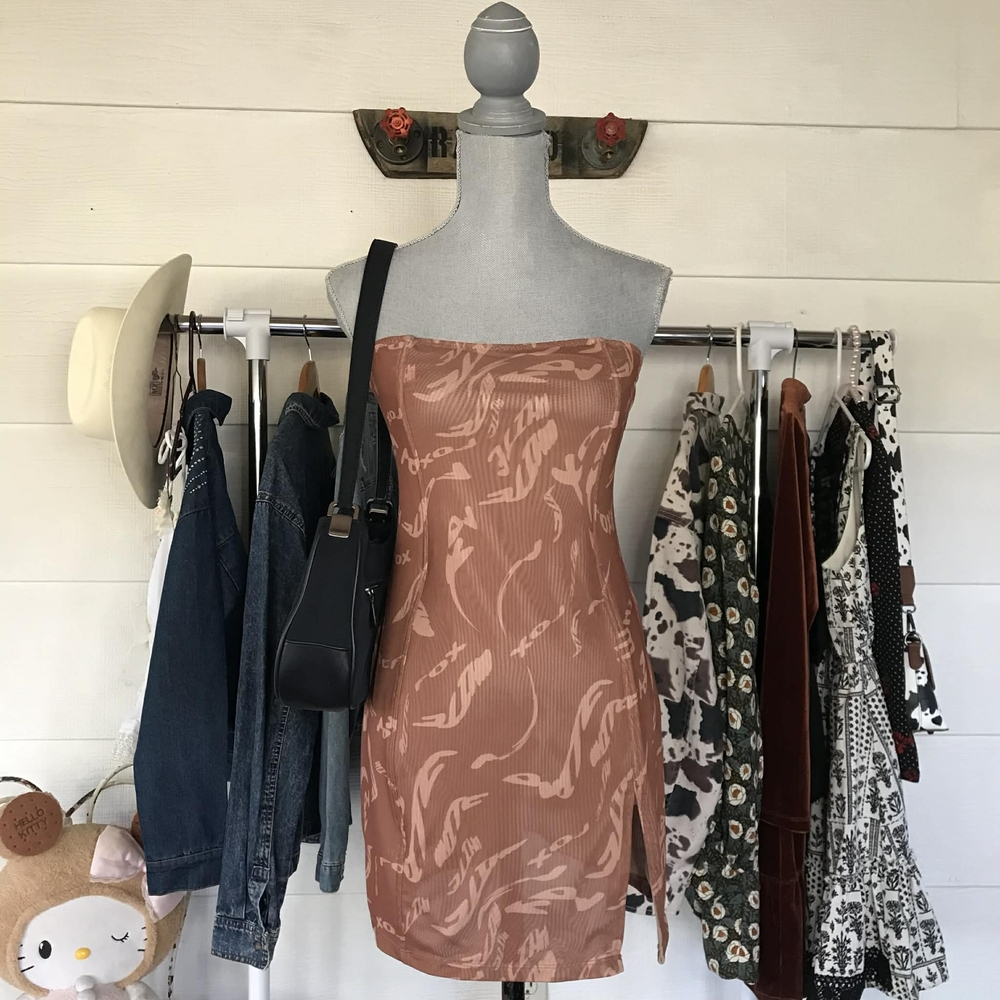 White Fox Boutique Strapless Dress in Peach